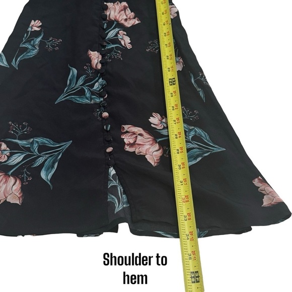 Nicholas Black and Floral Printed V-Neck A-Line Summer Belted Dress Size XXS - Picture 7 of 7